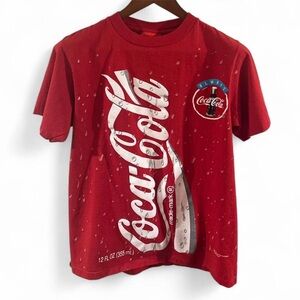Vintage 90s Men’s Coca Cola Red Graphic T-Shirt Size Large